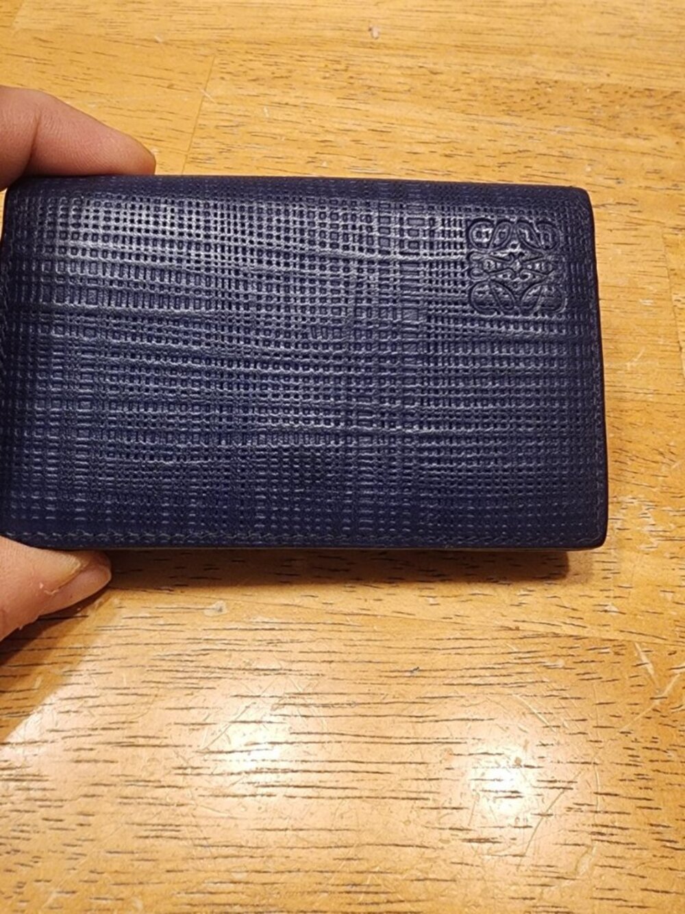 Loewe small cardholder leather wallet: Navy, Anagram logo, excellent cond.